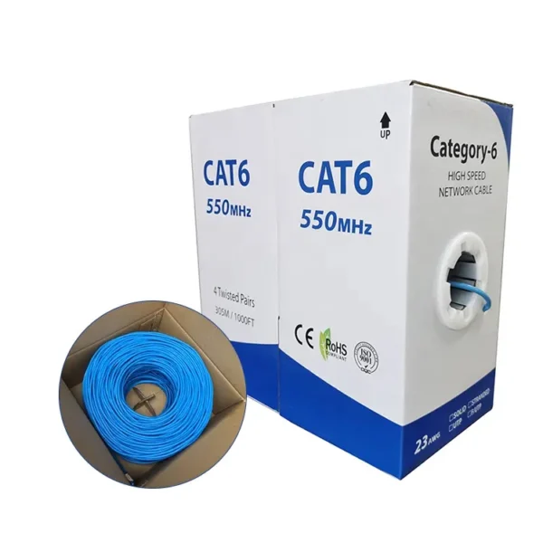 Cat6a Bulk Ethernet Cable, 750MHz, U/UTP, CMR, 23AWG, 1000ft